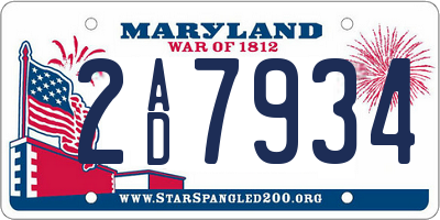 MD license plate 2AD7934