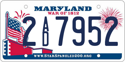 MD license plate 2AD7952