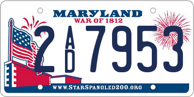 MD license plate 2AD7953