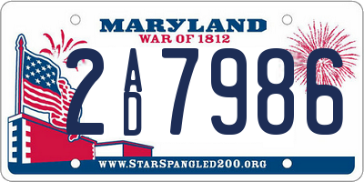 MD license plate 2AD7986