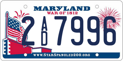 MD license plate 2AD7996
