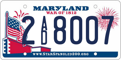 MD license plate 2AD8007