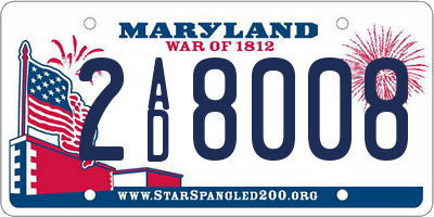 MD license plate 2AD8008