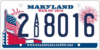 MD license plate 2AD8016