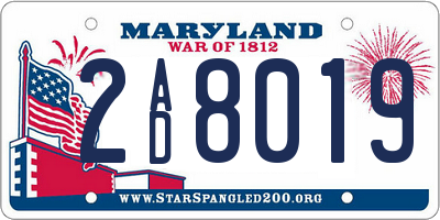MD license plate 2AD8019