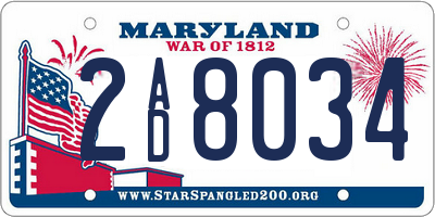 MD license plate 2AD8034