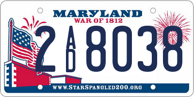 MD license plate 2AD8038