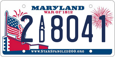 MD license plate 2AD8041