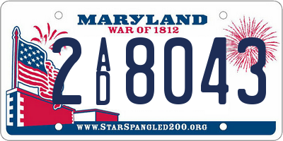 MD license plate 2AD8043