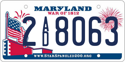 MD license plate 2AD8063