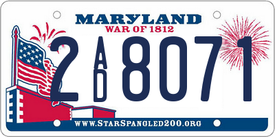 MD license plate 2AD8071