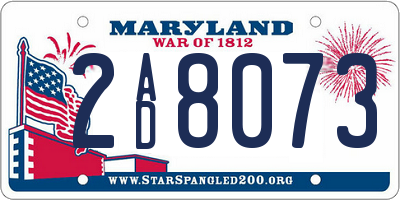 MD license plate 2AD8073