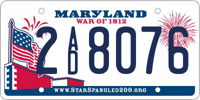 MD license plate 2AD8076