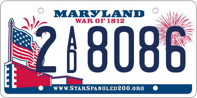 MD license plate 2AD8086