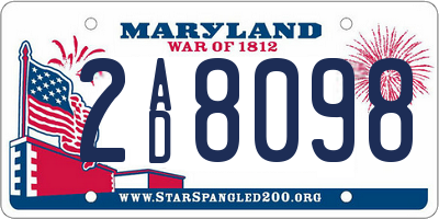 MD license plate 2AD8098