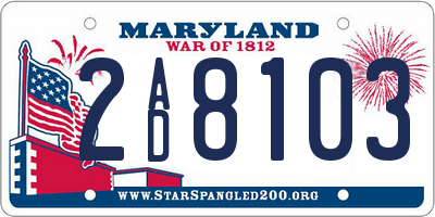 MD license plate 2AD8103