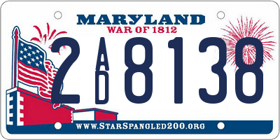 MD license plate 2AD8138