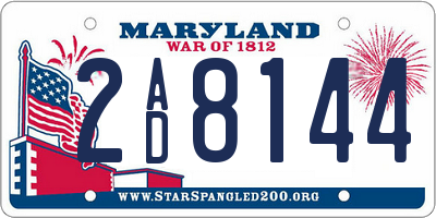 MD license plate 2AD8144