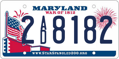 MD license plate 2AD8182