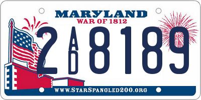 MD license plate 2AD8189