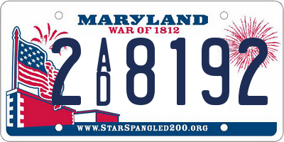 MD license plate 2AD8192