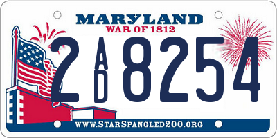MD license plate 2AD8254