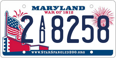 MD license plate 2AD8258