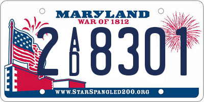 MD license plate 2AD8301
