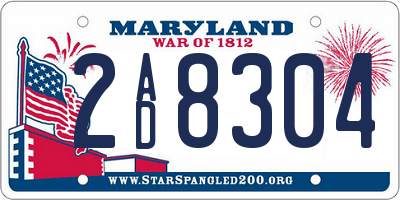 MD license plate 2AD8304