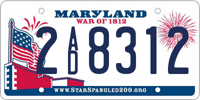 MD license plate 2AD8312