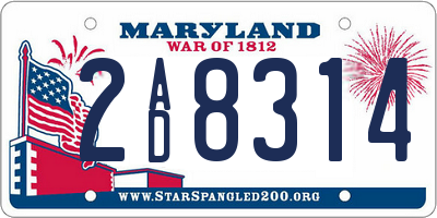 MD license plate 2AD8314