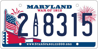 MD license plate 2AD8315