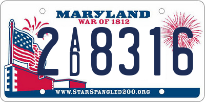 MD license plate 2AD8316