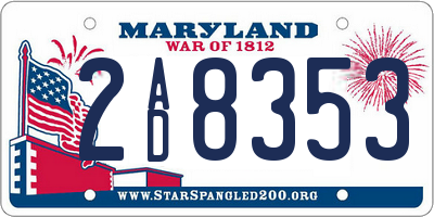 MD license plate 2AD8353