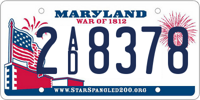 MD license plate 2AD8378