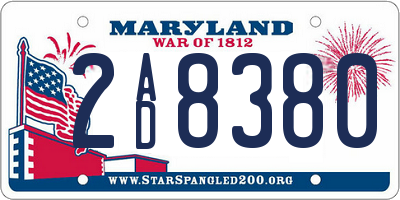 MD license plate 2AD8380