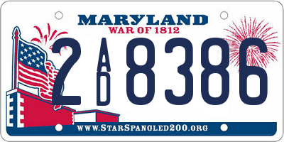 MD license plate 2AD8386