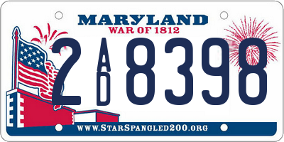 MD license plate 2AD8398