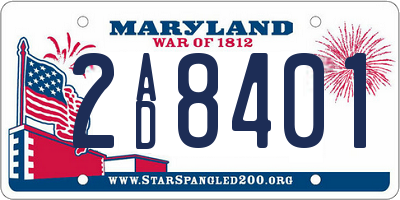 MD license plate 2AD8401