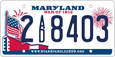 MD license plate 2AD8403