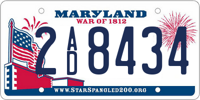 MD license plate 2AD8434