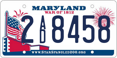 MD license plate 2AD8458
