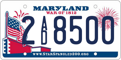 MD license plate 2AD8500