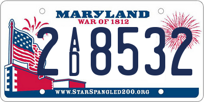 MD license plate 2AD8532