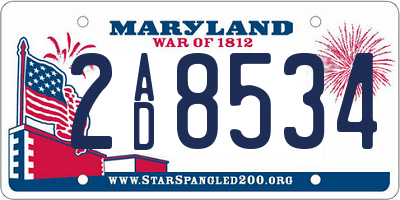 MD license plate 2AD8534