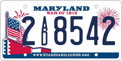 MD license plate 2AD8542