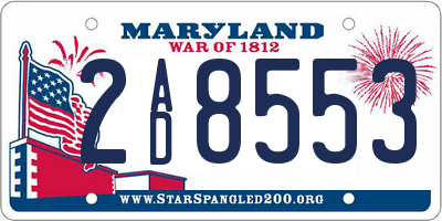 MD license plate 2AD8553