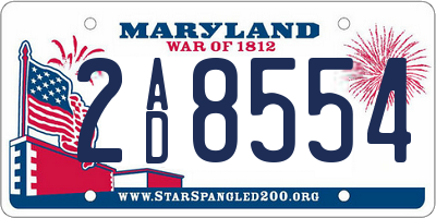 MD license plate 2AD8554