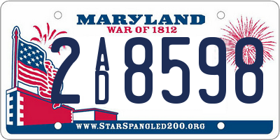 MD license plate 2AD8598