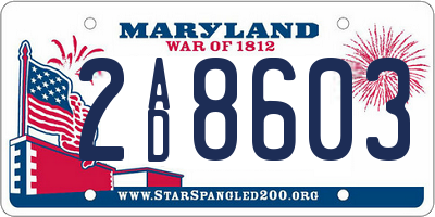 MD license plate 2AD8603